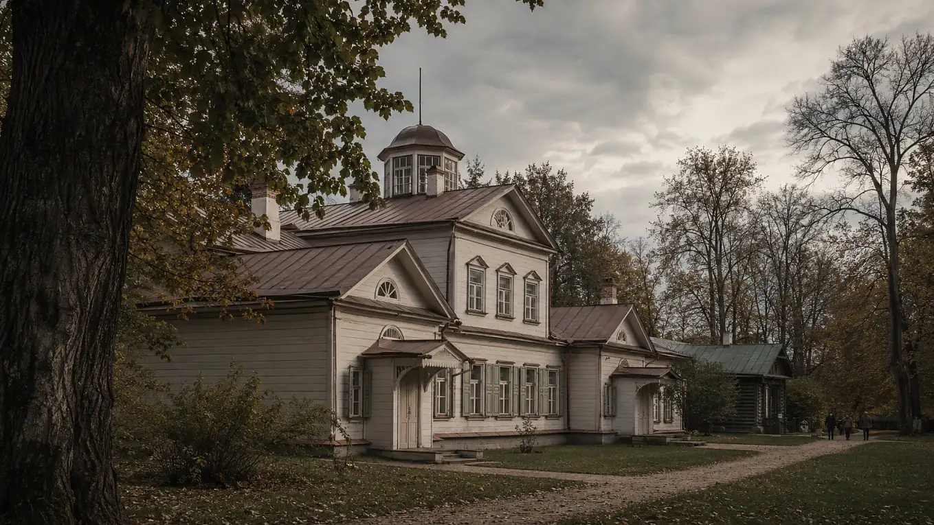 Лесная дорожка у исторического дома в Абрамцеве