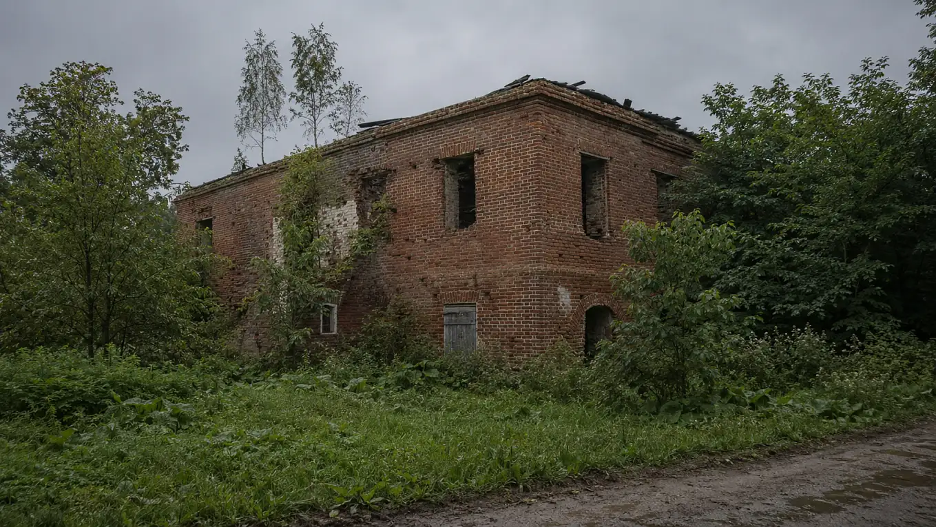 Старое здание Ткацкой фабрики в Прямухино