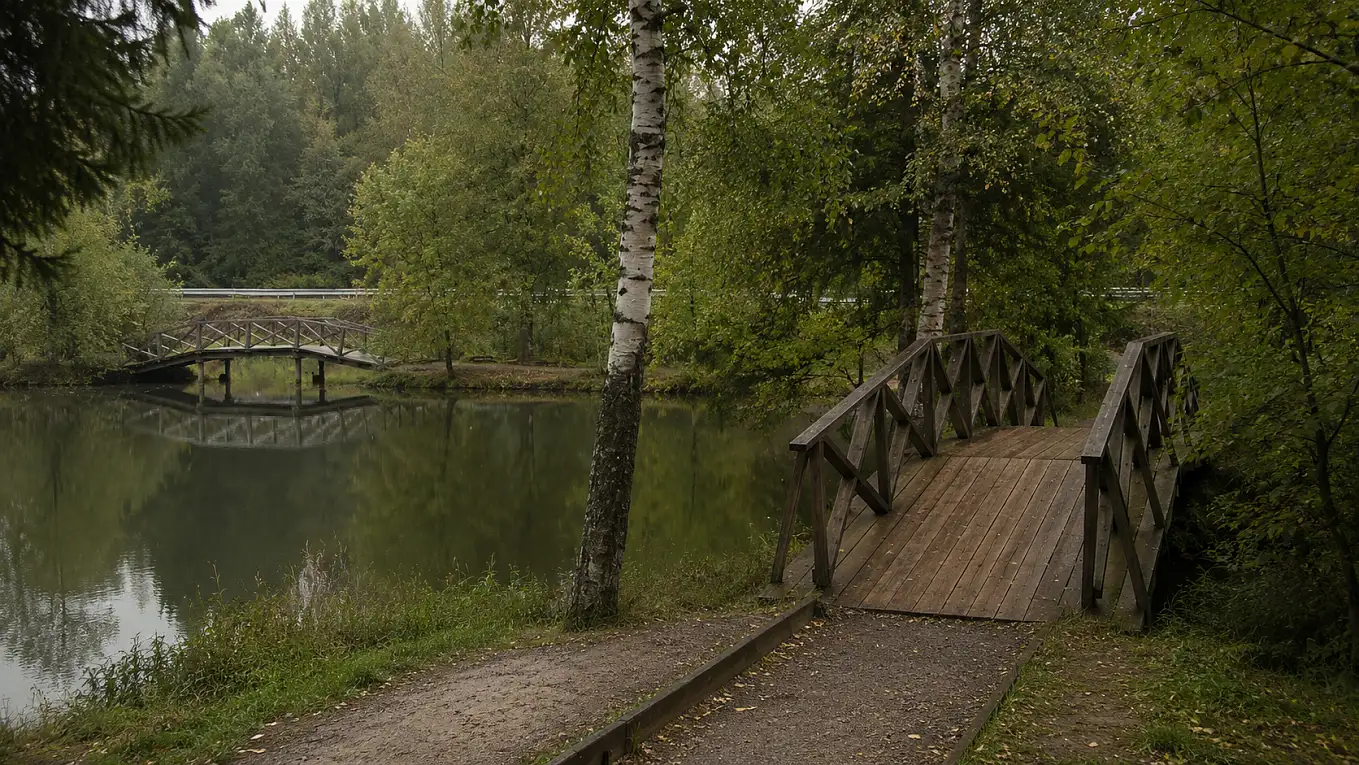 Деревянные мостики в парке
