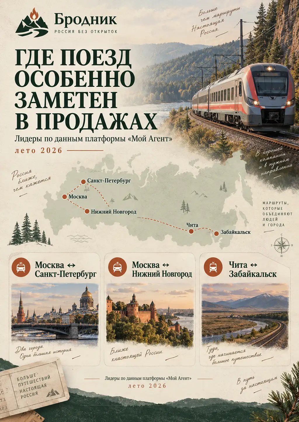 Популярные железнодорожные маршруты летом 2026 года